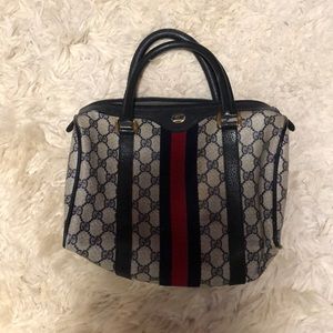 Authentic Gucci logo bag with red/blue stripe